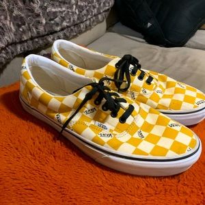 yellow checkered vans mens